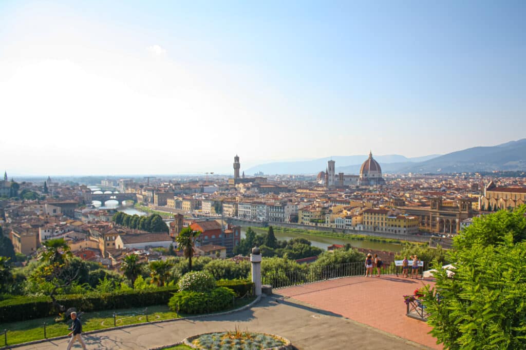The Piazzale Michelangelo (Michelangelo Plaza) is the best place to get a view of Florence.