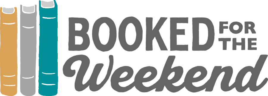 Booked for the Weekend Logo; 3 cartoon books next to text that says Books for the Weekend
